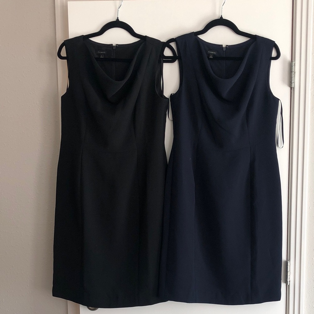 Lot of Talbots Sz 6 Classic Black & Navy Sleeveless Sheath Dresses